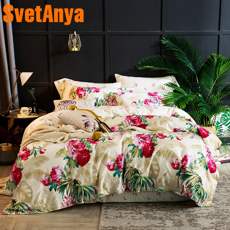 

Svetanya Flowers Egyptian Cotton Bedding Sets Luxury Sheet Pillowcases Duvet cover set Twin Queen King Double Size