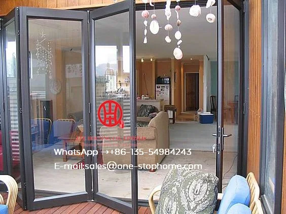 Goedkoop Geprefabriceerde glas vouwen deur met aluminium frame, Residenti euml;le Vouw Schuifdeur, Geluiddichte Ge iuml;soleerde Glazen deur