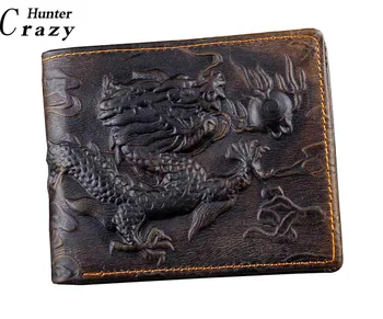 

Retro Drogan Tatto Men Real Leather Short Brown Wallet Passcase