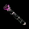 MaryXiong Pink Heart Glass Dildo for Women Crystal Masturbator for Female for Vaginal Anal Stimulation Pleasure Wand Lucid Dildo 1