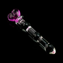 MaryXiong Pink Heart Glass Dildo for Women Crystal Masturbator for Female for Vaginal Anal Stimulation Pleasure