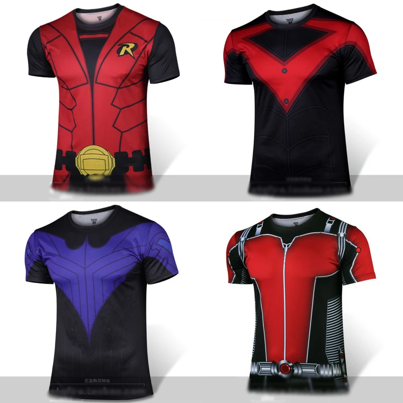 

ETQ Fire Heroes Men Ant Man Robin Nightwing Yellow Jacket T Shirt Polyester Costume Short Sleeve Unisex T-shirt Tops Tee Shirts