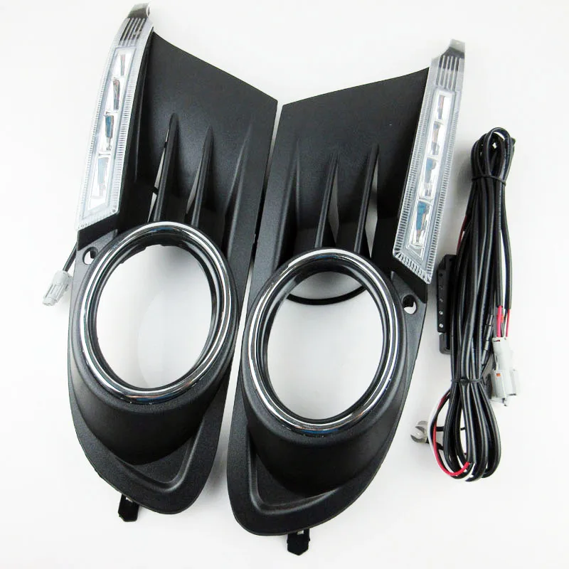 

External lights 12V LED Car styling light DRL Daytime running lights with fog lamp hole for 10-12 VW GOLF 6 Aluminum rear cover