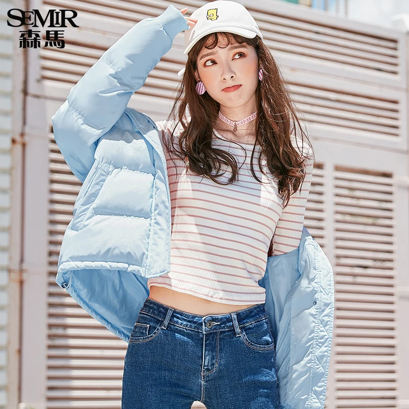 Semir 2019 однотонный короткий женский пуховик для зимы со стоячим воротником модное