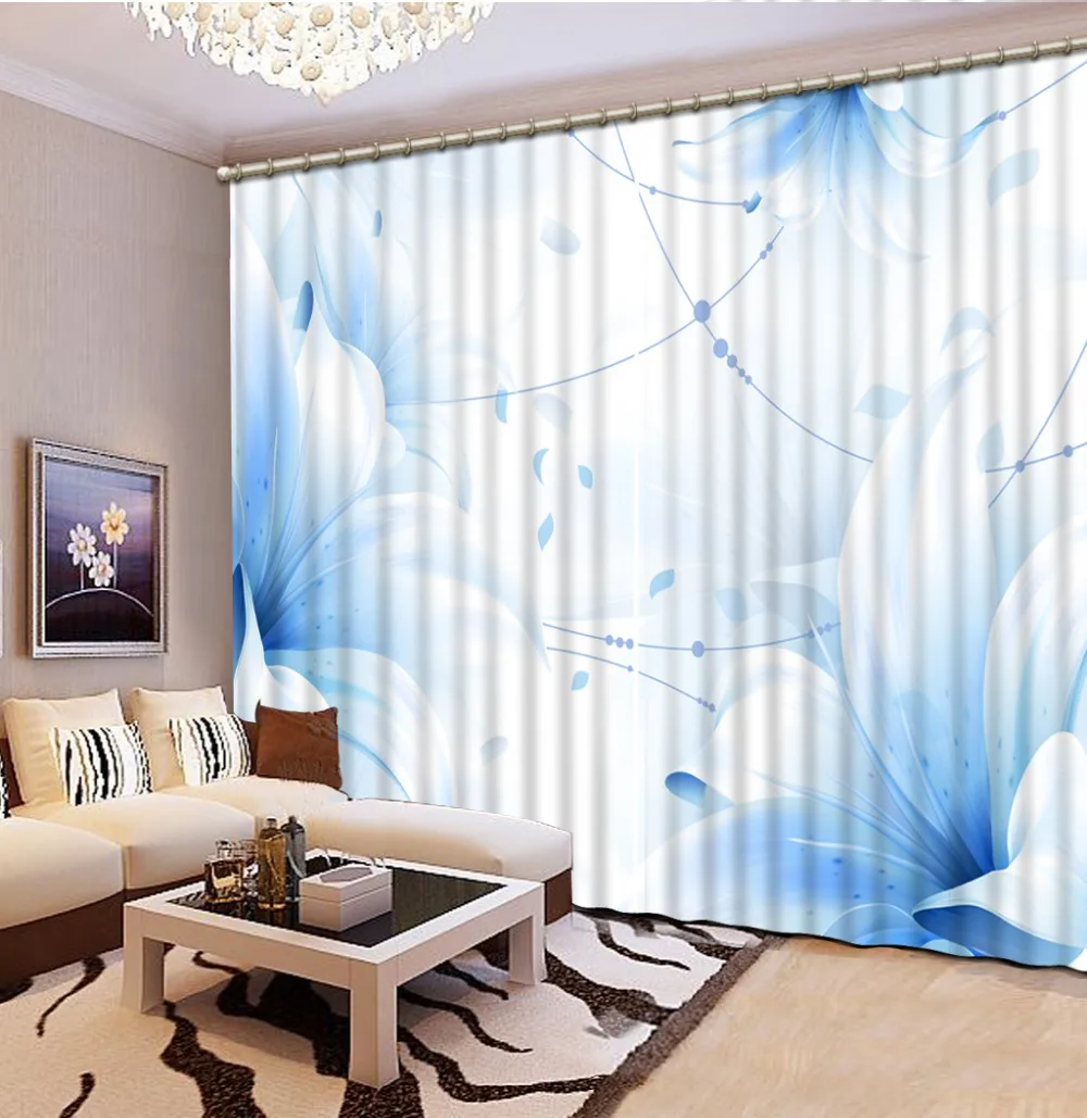 Modern blue flower Living Room or Hotel Cortians Sunshade Window