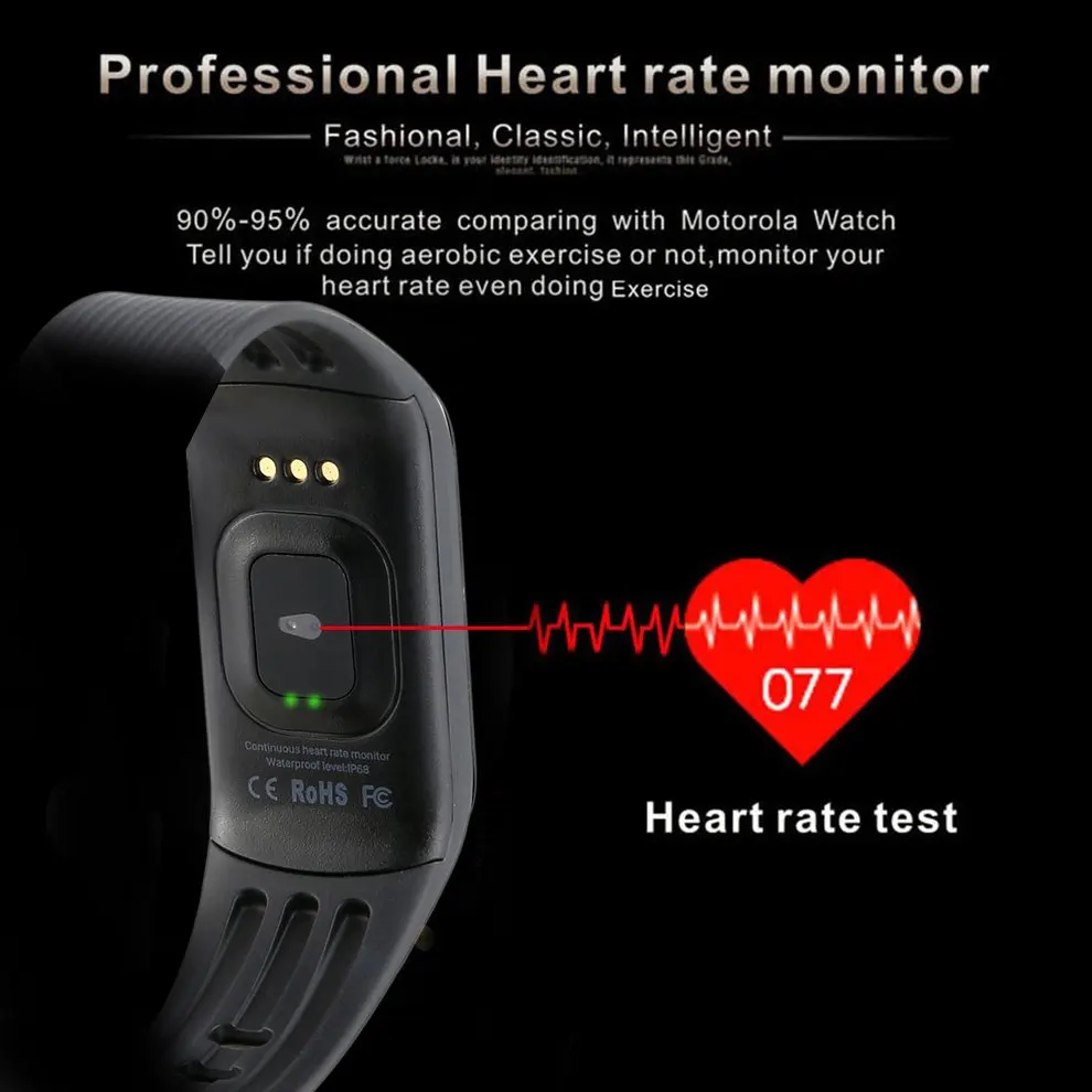 

2PCS Smart Fitness Tracker Bracelet Waterproof 0.96" Touch Colorful Heart Rate & Blood Pressure Monitoring Wristband