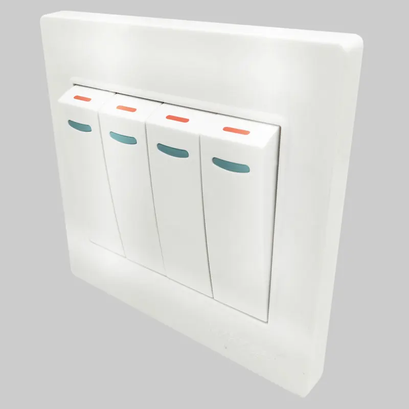 

4 Gang 1 Way 10A Light 86 Type Wall Switch Universal Electrical Push Button White PC Frame Panel Lamp Switches