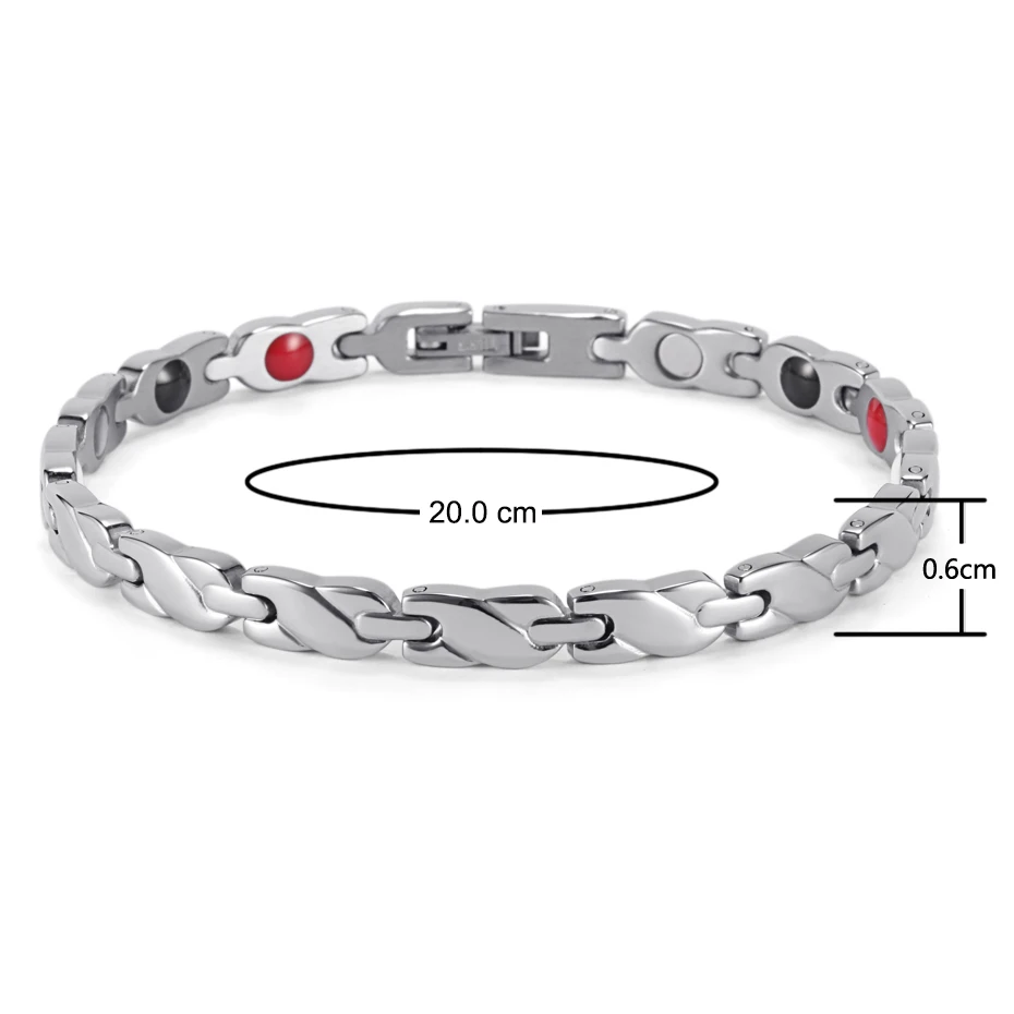 Rainso New Jewelry Women's 4 Health Care Elements (Magnetic,FIR,Germanium,Negative ions) 316L Stainless Steel Bracelet  OSB-1550 images - 6