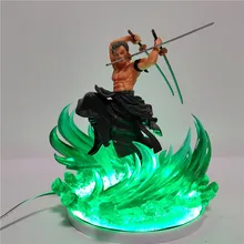 Один кусок Zoro рисунок 3D светодиодный ночник one piece Аниме Roronoa Zoro светодиодный настольный светильник украшение цвет меняется с зеленым основанием