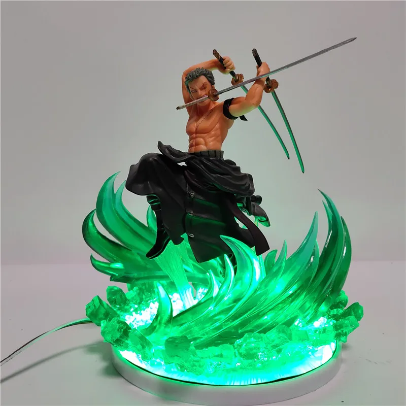 

One Piece Zoro Figure 3D Led Night Light One Piece Anime Roronoa Zoro LED Table Lamp Decoration Color Changing with Green Base