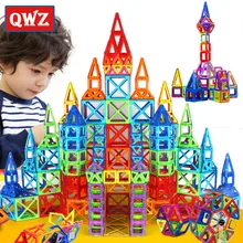 QWZ 164 adet Mini manyetik tasarımcı inşaat seti modeli ve bina oyuncak plastik manyetik bloklar eğitici oyuncaklar çocuklar için hediye