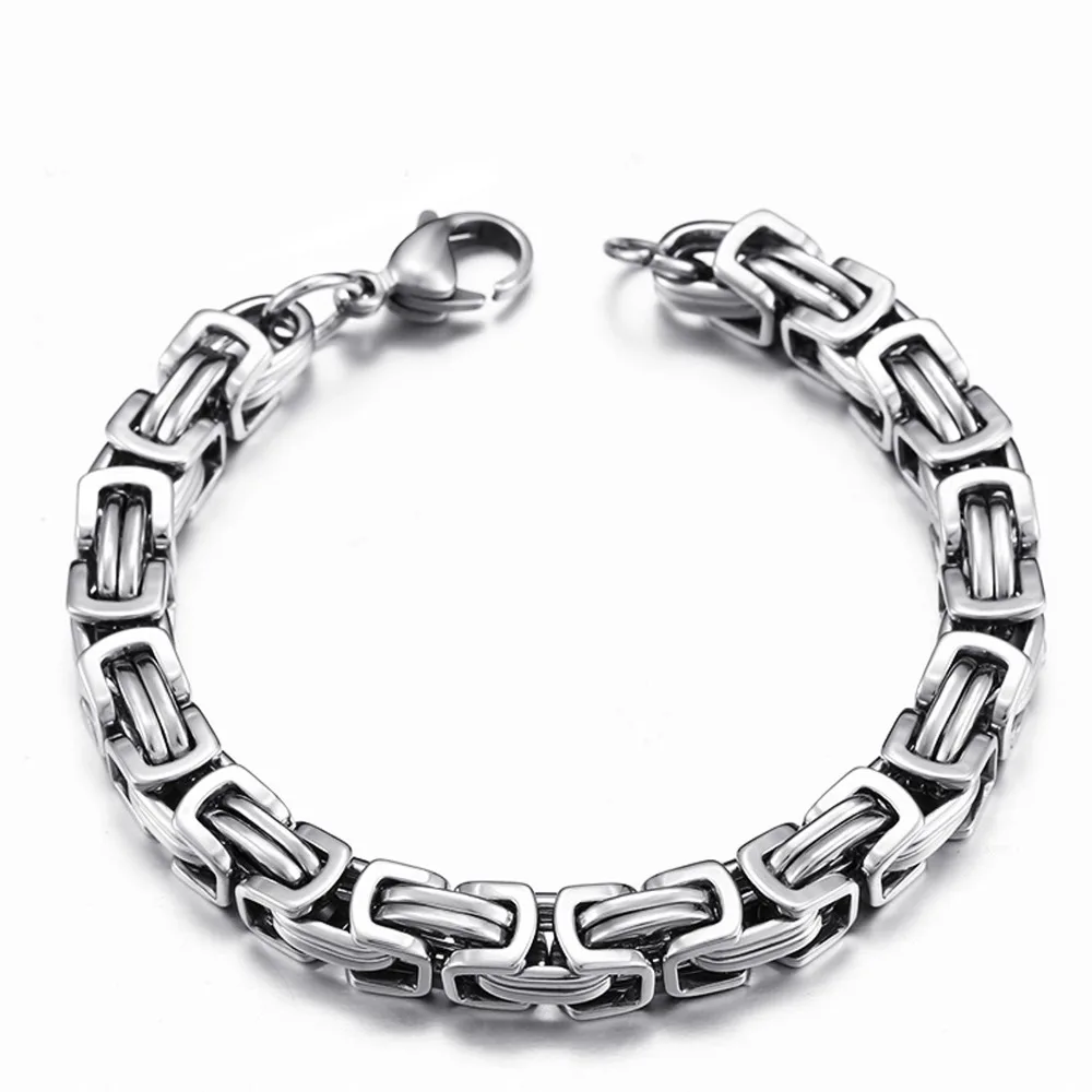 Men s 316L Stainless Steel Jewelry Punk Style Silver Color Double Hand Chain Men Bracelet For