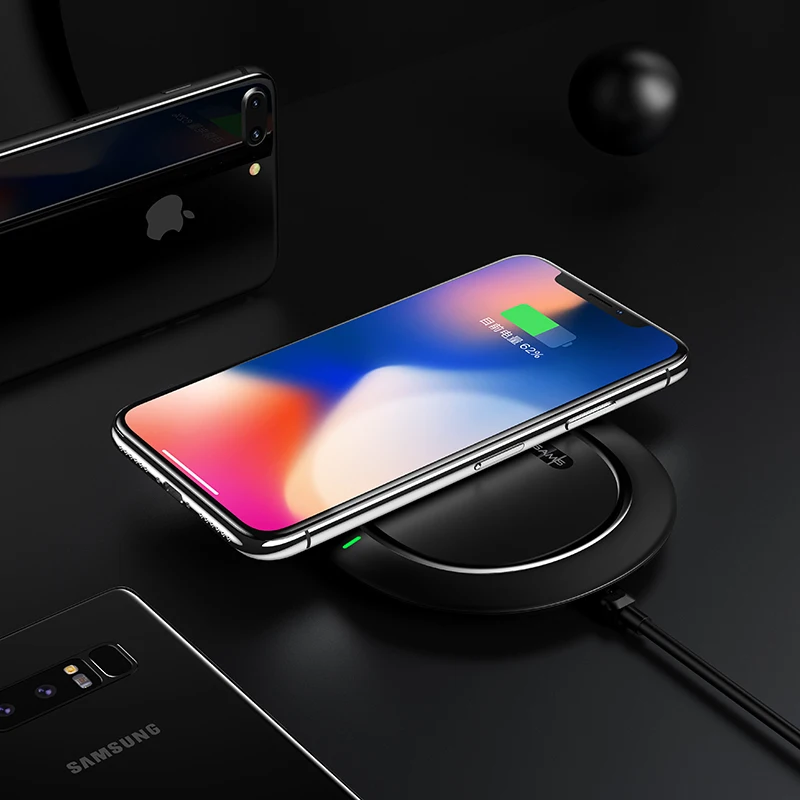 Qi Беспроводное зарядное устройство USAMS быстрая Беспроводная зарядка Pad для iPhone X 8