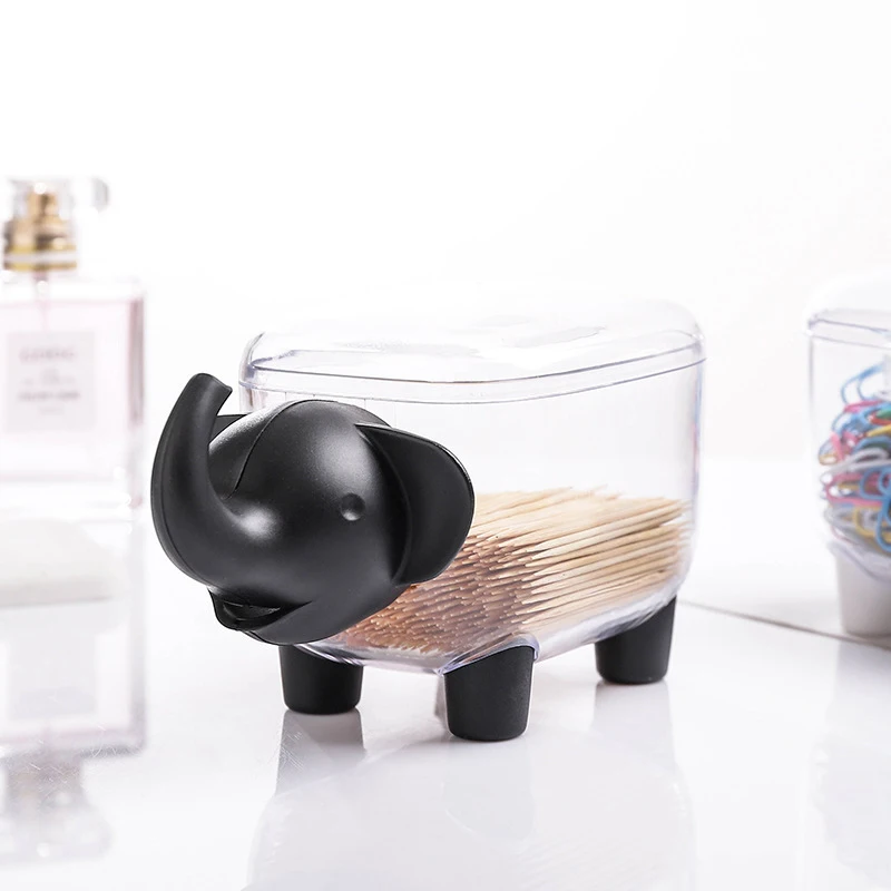 

1pc Creative Toothpick Holder Elephant Shaped Plastic Boxes Toothpick Storage Case Organizer Home Table Decor Storage Box