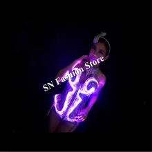 LL01 Colorful LED light ballroom women bar singer model costumes dj disco dress bra clothes dancing Sexy stage cosplay wears