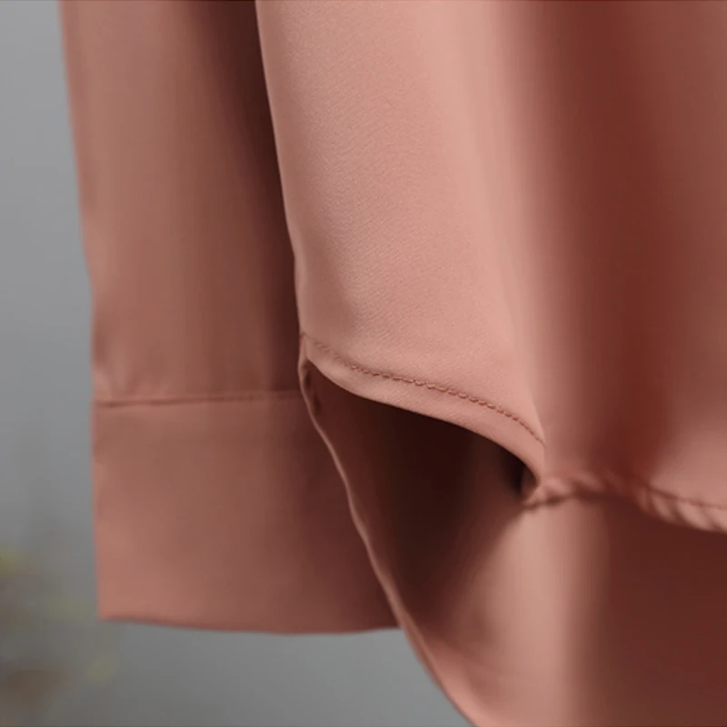 Casual Solid Female Shirts Outwear Tops 2019 Autumn New Women Chiffon Blouse Office Lady V-neck Button Loose Clothing 5104 50