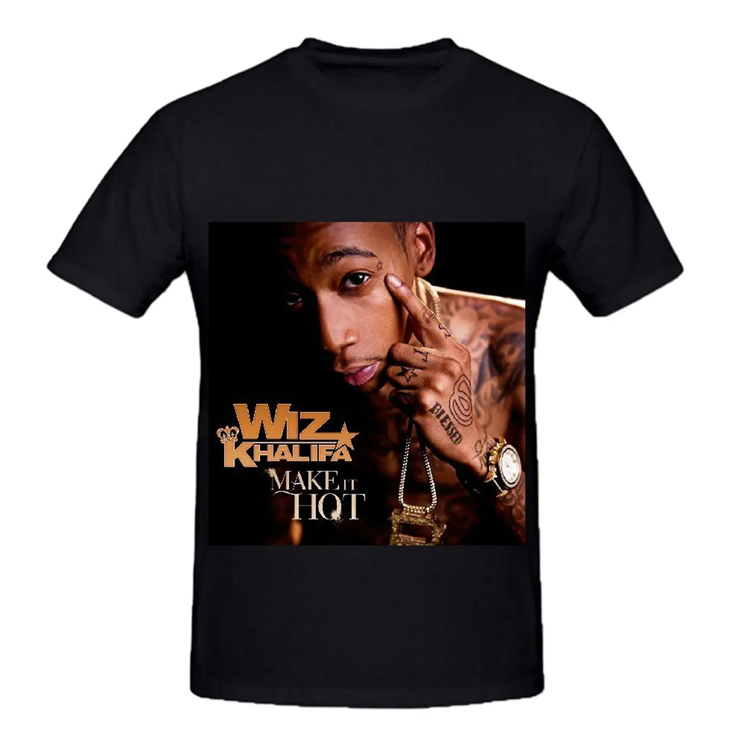 Cotton Men S Short Sleeve T Shirt Wiz Khalifa Make It Hot Pop Mens Crew Neck