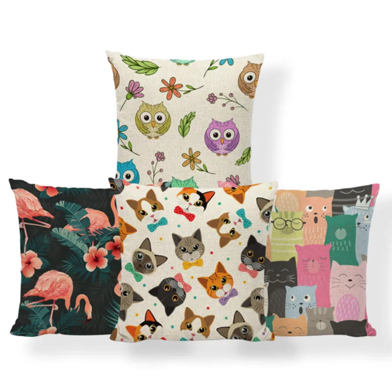 

Fox Antlers Rabbit Cushion Cover Flamingos Cat Dog Pillow Case Covers Anime Lounger Chair Nap Mat Pillow With Cover Small Linen