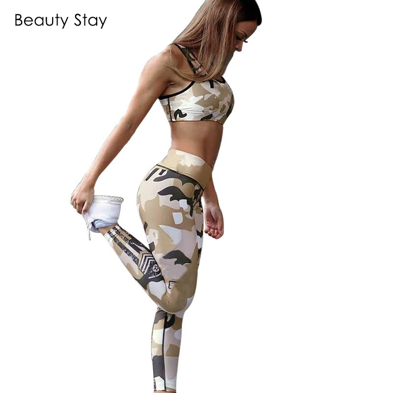 

Beauty Stay Camouflage Women Leggings Workout Khaki Print Fitness Push Up High Waist Elastic Sports Slim Girl Bodybuilding Pants