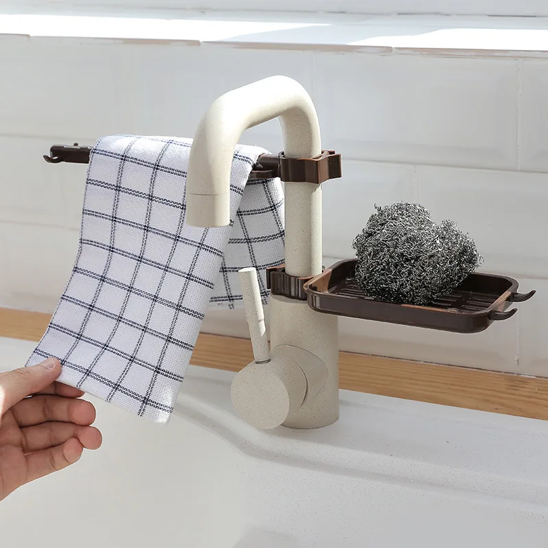 1 مجموعة المياه الحنفية بالوعة شنقا تخزين الرف الإسفنج الليفة منشفة حامل استنزاف رف الحمام ل منظم مطبخ تخزين رفوف