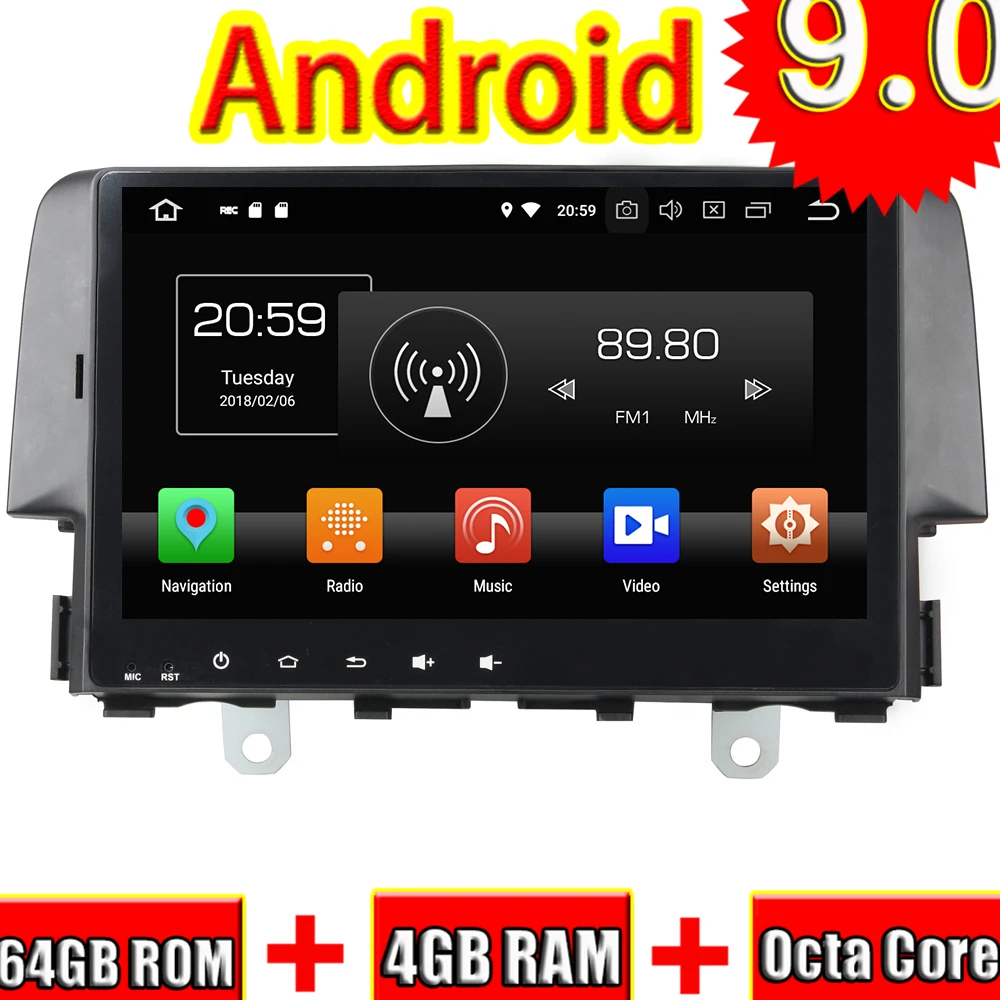 Topnavi 4 ядра Android 8,1 автомобиль gps навигации для Honda CIVIC Авто радио мультимедиа 2016 аудио плеер стерео без DVD 2 + г 16 г