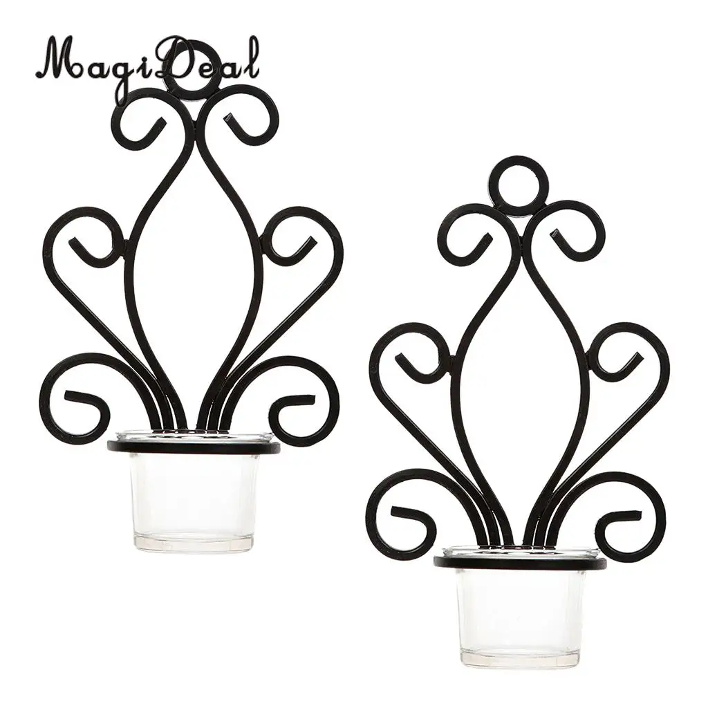 MagiDeal 4Pcs Wall Mounted Candle Holder 2-Set Sconce Cup Tea Light Tealight Candlestick Wall Hangings Lightings Fixture