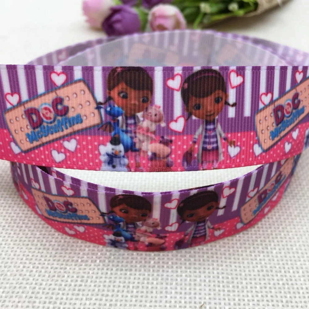 

10 yards 25mm Free shipping cartoon doctor character printed grosgrain ribbon DIY jewelry cartoon ribbon