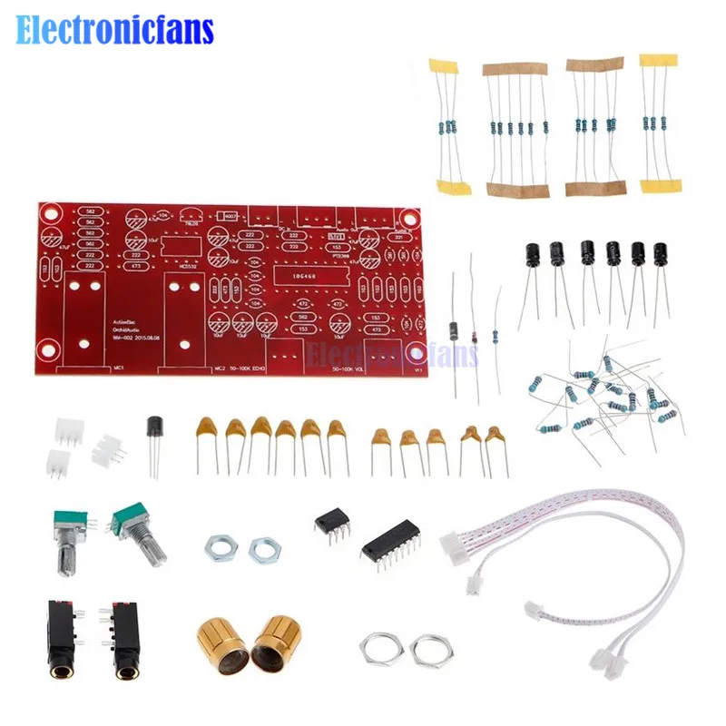 PT2399 DC12V-24V Digital Microphone Amplifier Board Karaoke Plate Reverb Preamplifier Reverberator Suite Components NE5532 DIY