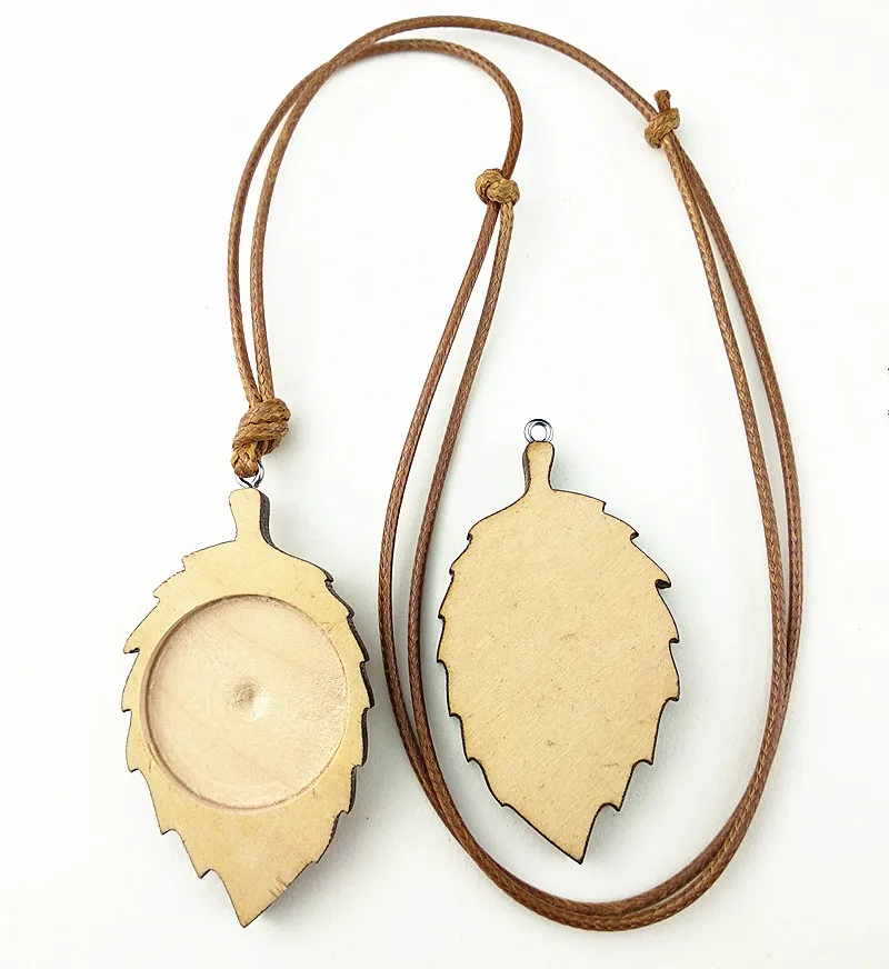 

5pcs Wood Leaf Blank Base Fit 25mm Wooden Trays pendants DIY Jewelry Accessories for Necklace earrings keychain Making
