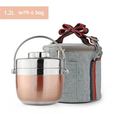 pink1.2l with bag Японский, из нержавеющей стали Портативный Ланч-бокс герметичные Термальность изоляции бенто ланч бокс с сумки Коробки для обедов для студенческим пакетом Office работника - Цвет: pink1.2l with bag