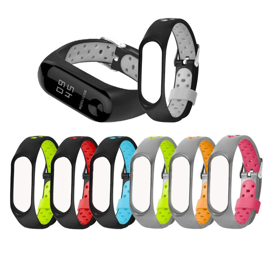 Аксессуары для смарт-браслета Xiaomi Mi Band 3 силиконовые двухцветные спортивные