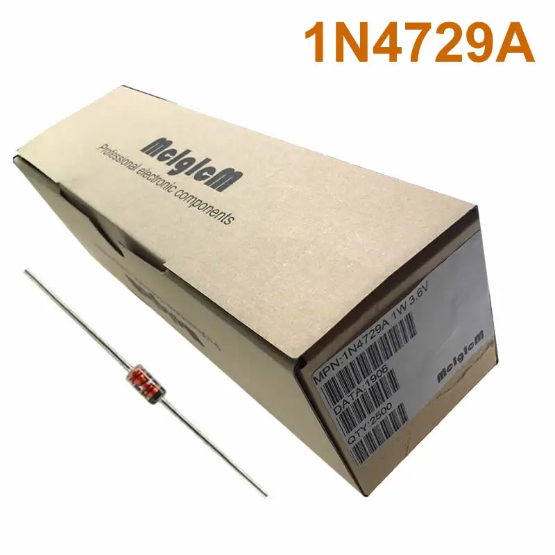 

MCIGICM 2500 pcs Zener Diode 3.6V 1W Through Hole DO-41 1N4729 1N4729A