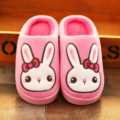 Детские хлопковые тапки обувь для девочек; сезон осень-зима; домашние тапочки для детей; нескользящая домашняя обувь для малышей; толстые теплые тапочки для девочек; милые - Цвет: pink
