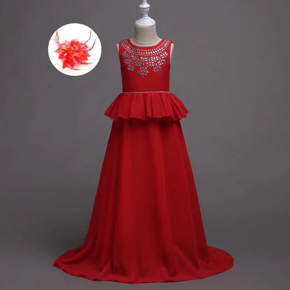 

New Chiffon Wedding Party Clothes Formal Ceremonies Evening Gowns Floor Length Christmas Pageant Kids Party Dresses Long