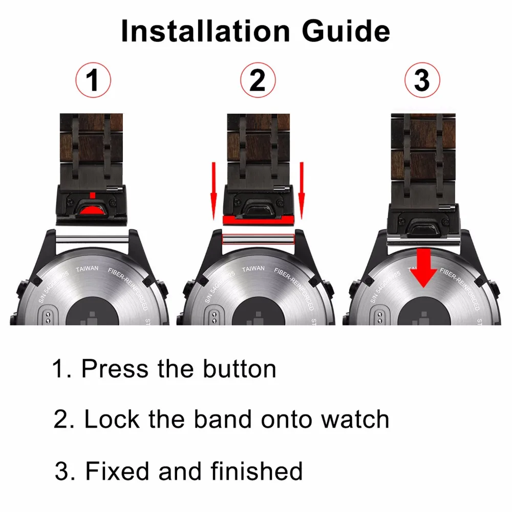 Натуральное дерево+ Нержавеющая сталь ремешок Quick отлично подходит для Garmin Fenix 5X/5X Plus/Redmi 3/3 HR/D2/спуск MK1 ремешок на запястье