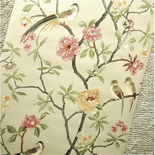 Birds Trees Flowers Chinoiserie Wallpaper roll rof rolls Birds Tree Blossom Statement 3D Wall Paper Roll For Background Wall