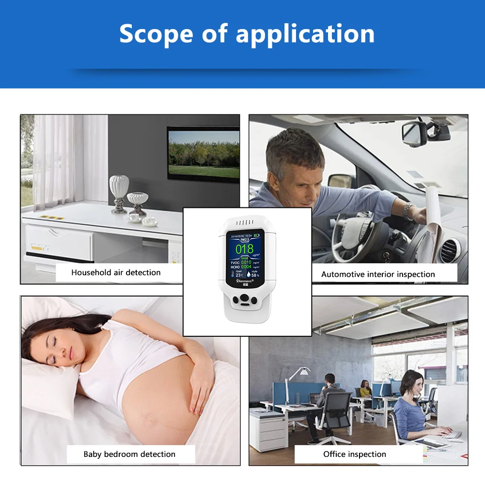 Детектор качества воздуха метр Монитор lcd многофункциональная операционная система для внутреннего формальдегида HCHO PM1.0 PM2.5 PM10 TVOC#35