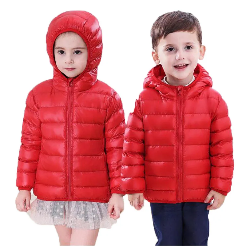 

Children's hooded down jacket 2 years old - 4 years old boy girl baby light short coat 12M 18M 24M Free gift scarf