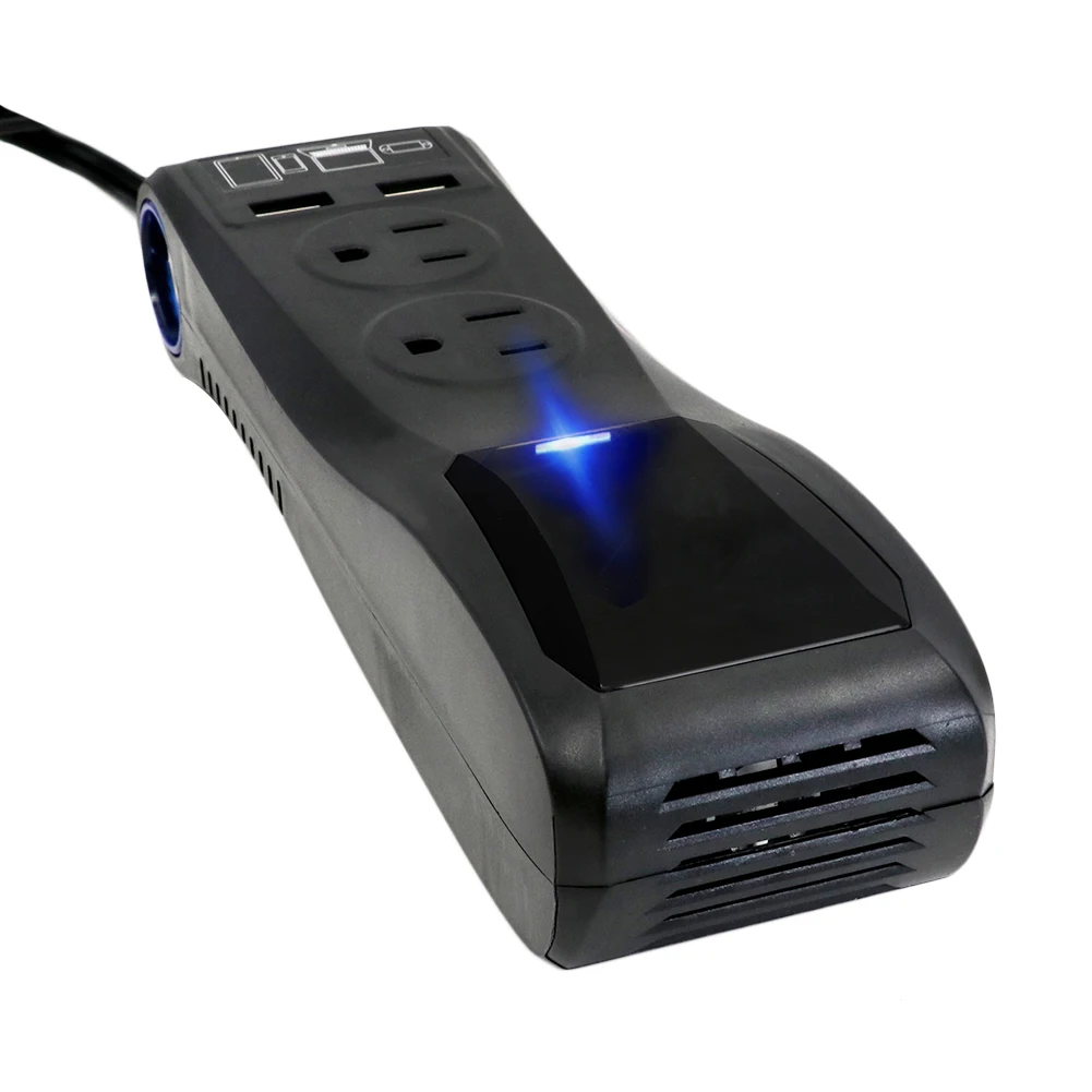 

T24437 200W Multifunction Car Inverter Charger Power Adapter 1 For 4 Dual USB Cigarette Lighter Socket Outlet US Plug