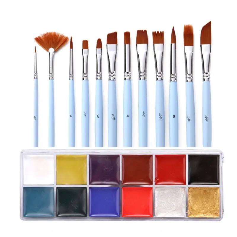 

Body Dramatic Makeup Festival Painting Set Cosplay Face Paints Halloween Tattoo Brushes Oil Pigment Kits