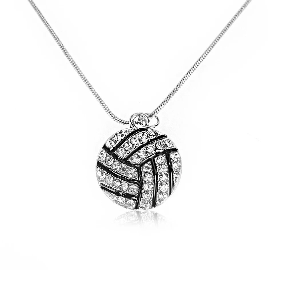 

1 Pc Fashion Vintage Silver Plated Crystal Necklace Volleyball Pendant Wedding Jewelry Hot Sale