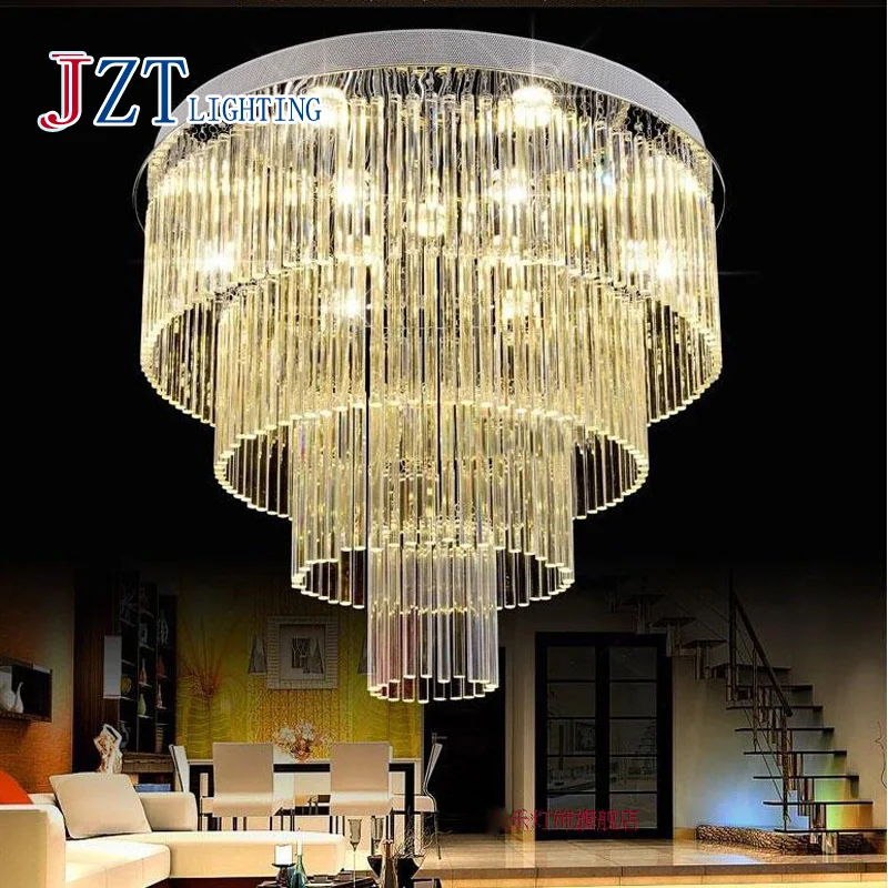 

Modern Crystal Chandelier Stainless Steel Base D40cm D50cm D60cm D70cm D100cm Can Customize Livingroom Restaurant LED Lighting