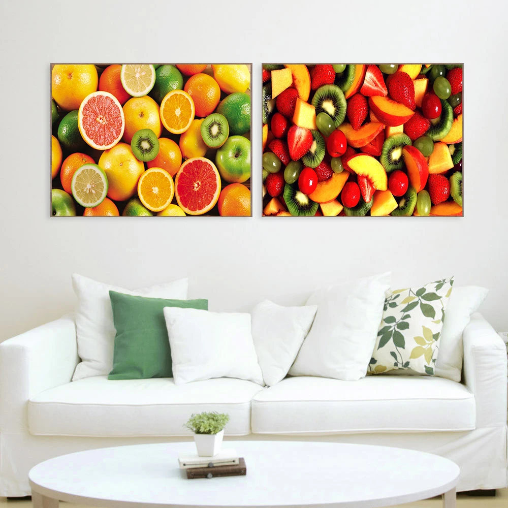 Зеленые фрукты лимон настенные художественные картины еда живопись кухня Декор холст живопись плакаты и принты гостиная украшение яблоко