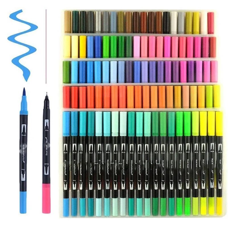 

Dual Brush Pens Calligraphy Pen Set With Hand Lettering Guide Book Fine Liner Soft Brush Tip Markers