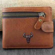 Гарантия качества-мужской кошелек из натуральной кожи с застежкой-молнией и держателем для карт, кошелек для монет