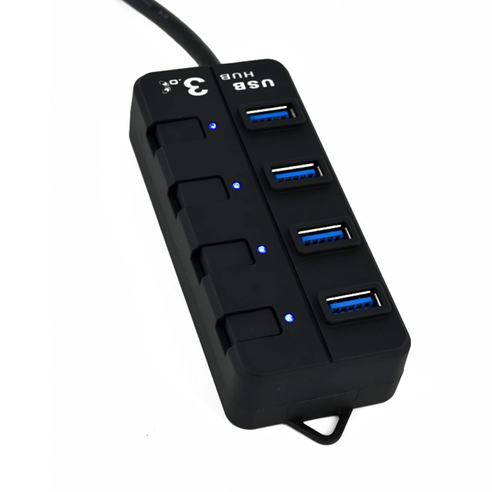 USB 3,0 концентратор, Leadzoe оснащено индивидуальными переключателями 4 Порты и разъёмы док-станция USB 3,0 разветвитель для портативных ПК компьютер
