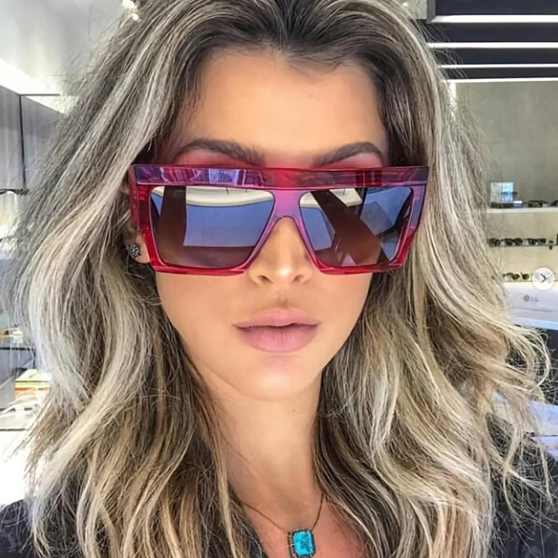 

RFOLVE Square Sunglasses Women Fashion Oversized Sun Glasses For Women UV400 Goggles Tea Black Frame Eyewear Ladies Shades R8816