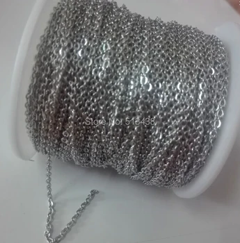 

One Roll 100meter/roll Thin 2.0mm Stainless Steel Strong Oval Link chain jewelry finding / Marking Chain DIY