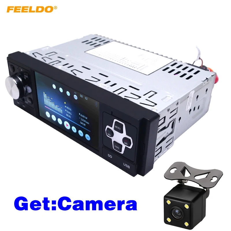 

FEELDO 4inch 1DIN ISO Car Multi Media Player With Mp3/Mp4/Mp5 USB SD Bluetooth Backup Camera Function Get:Camera #4492+3234