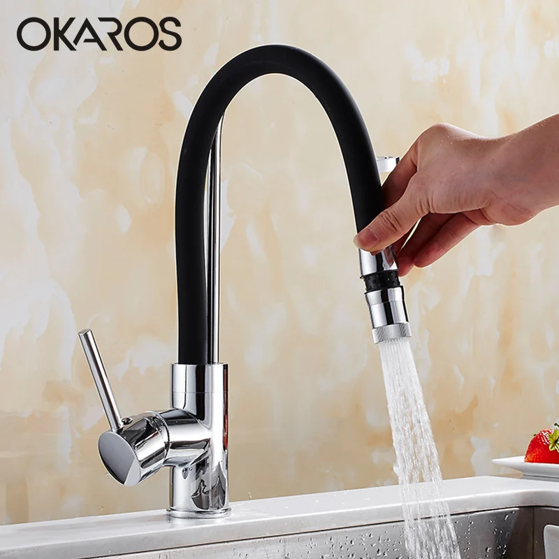 OKAROS Однорычажный выдвижной кухонный кран для холодной и горячей воды раковины